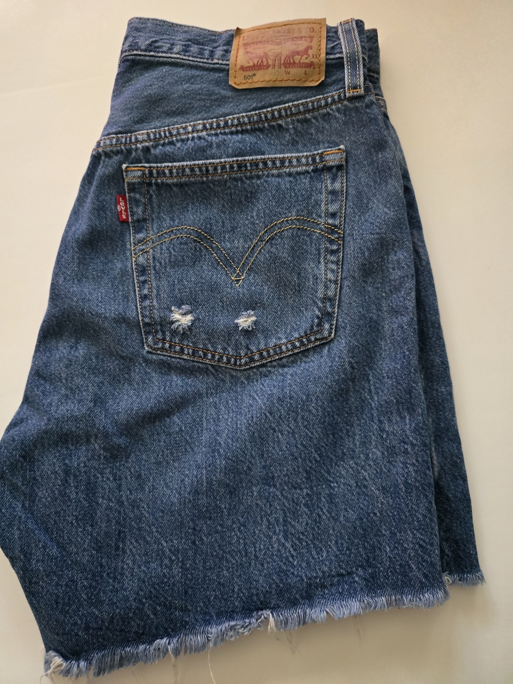 Levi's 501 Original Cut-Off Denim Shorts - Distressed Medium Wash, Size W30